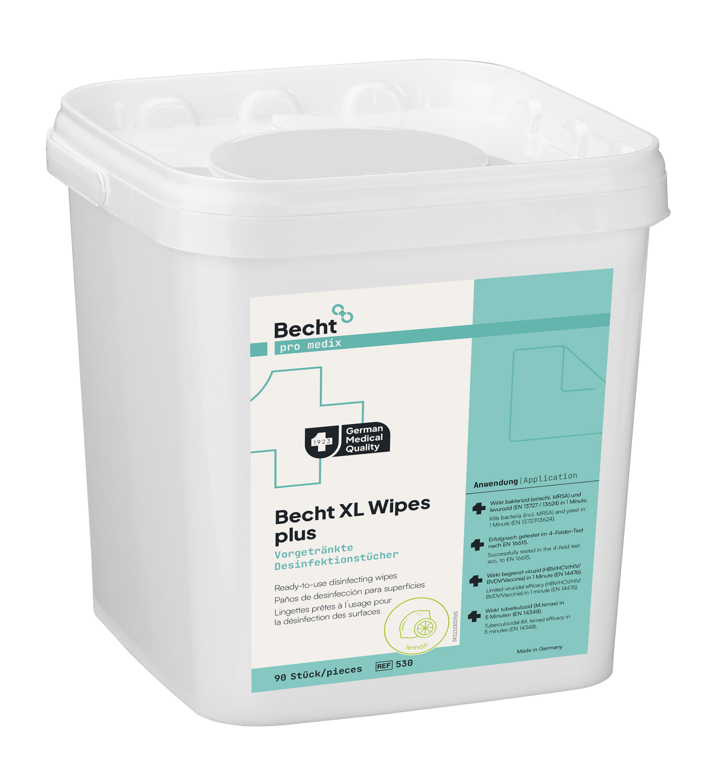 Becht XL – Lingettes désinfectantes sans alcool (90 lingettes)