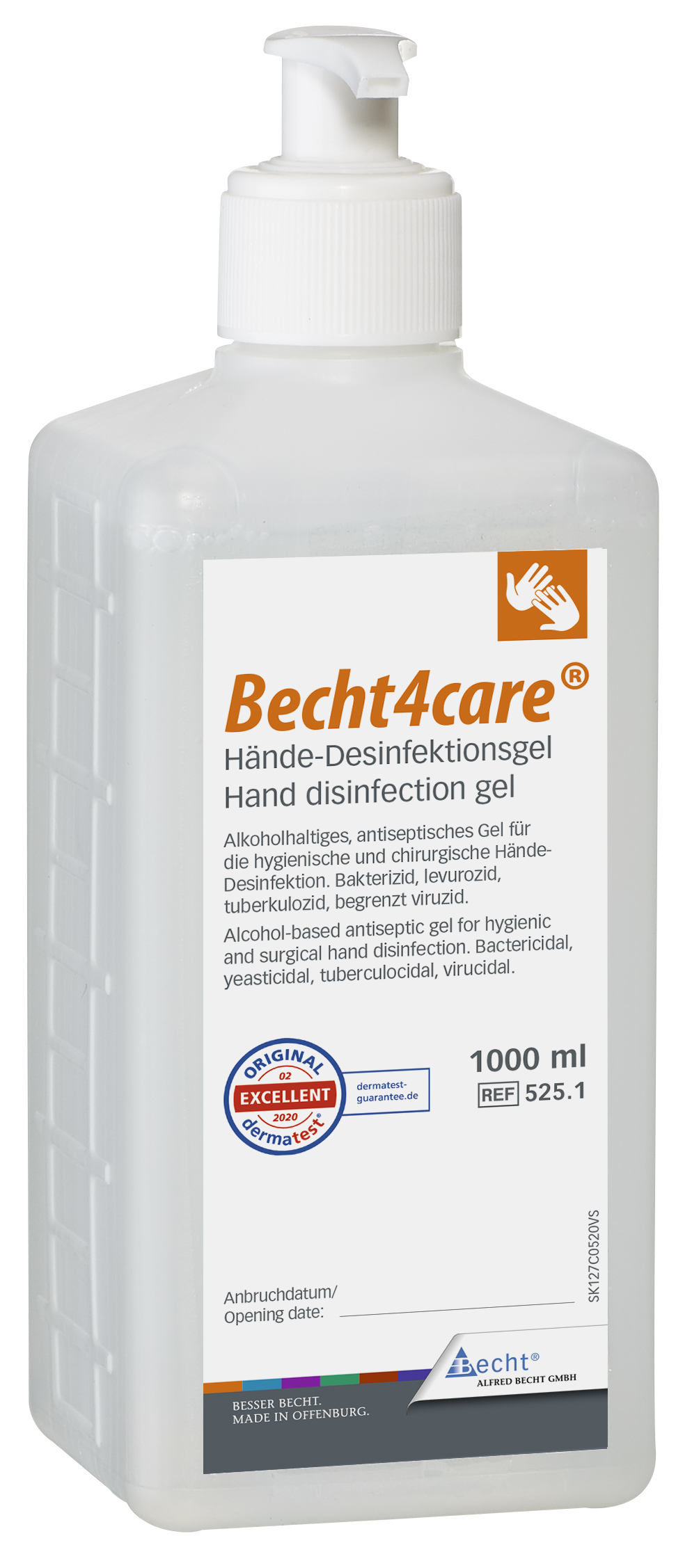 Becht4care® - Gel antiseptique pour les mains (1L)-BECHT