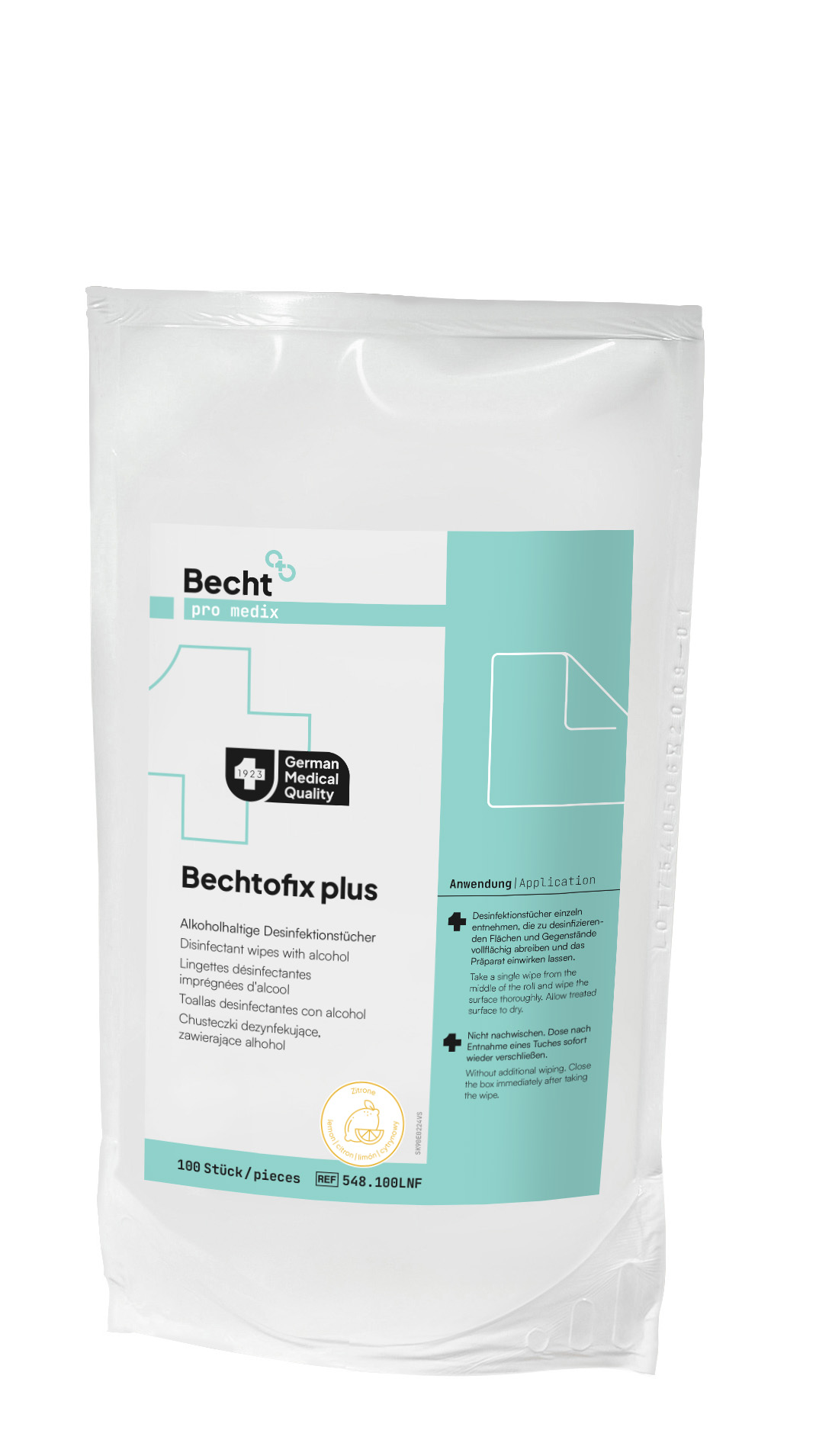 Bechtofix Plus Recharge– Lingettes désinfectantes prêtes à l'emploie ( Bte 100 unités)-BECHT